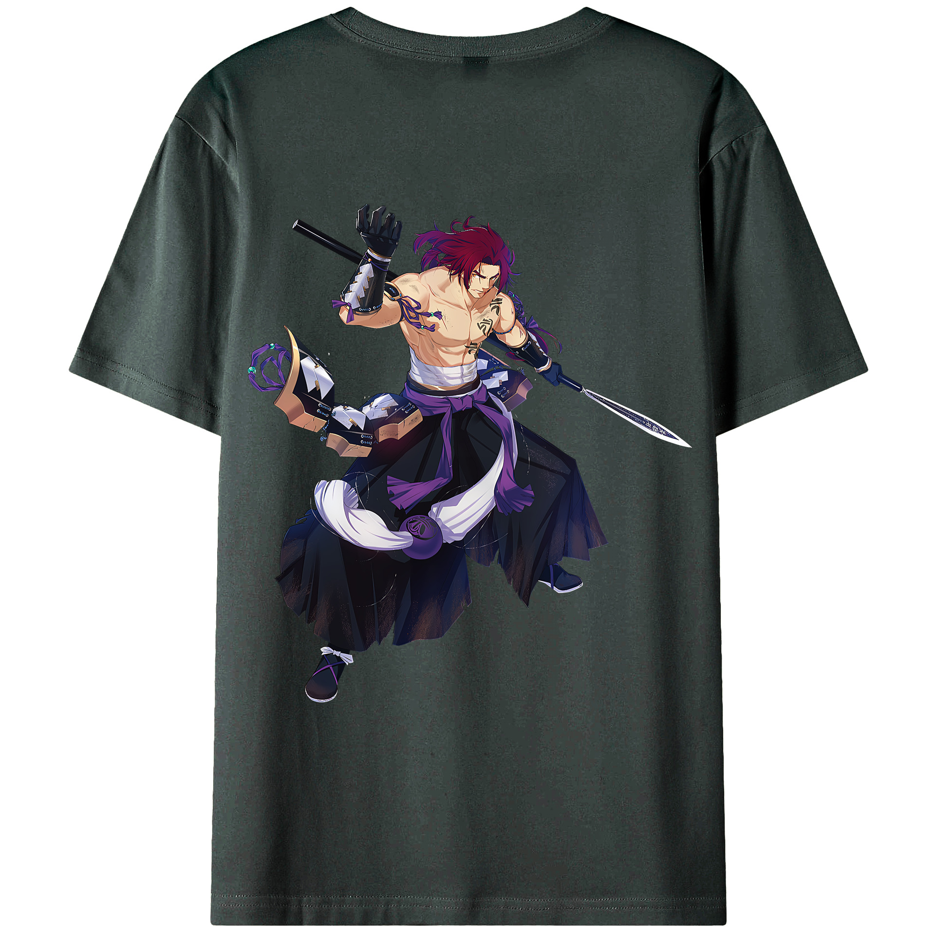 （画像用） 刀剣乱舞 Touken Ranbu 綿100％ メンズ半袖Tシャツ（バックプリント） 通気性